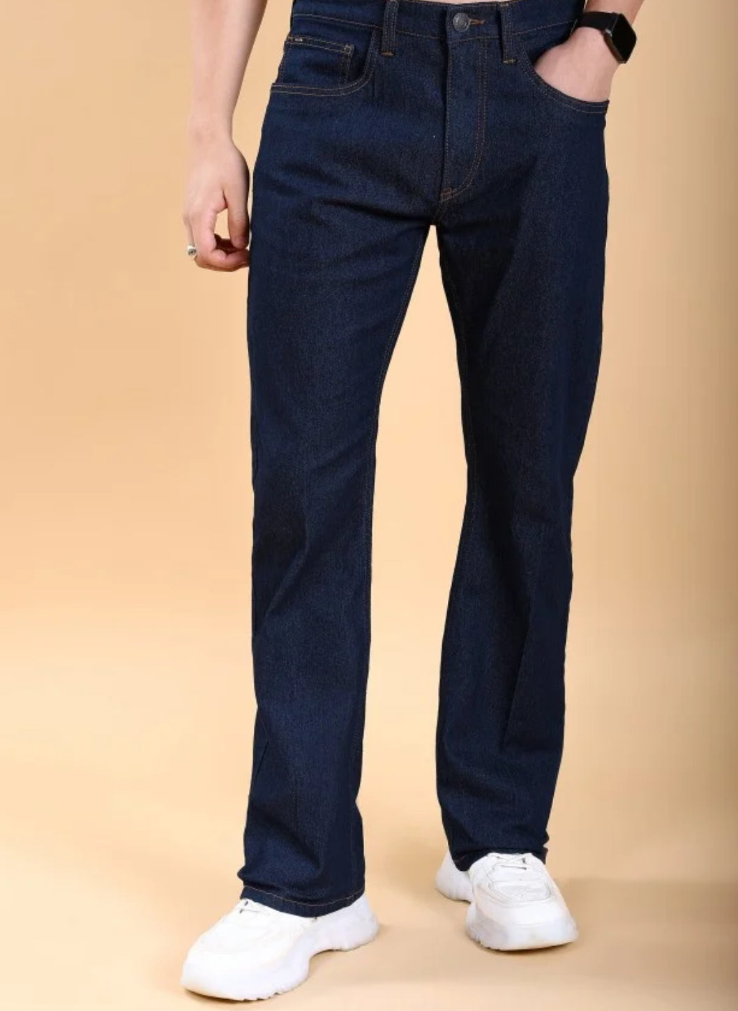 Men Blue Straight Fit Clean Look